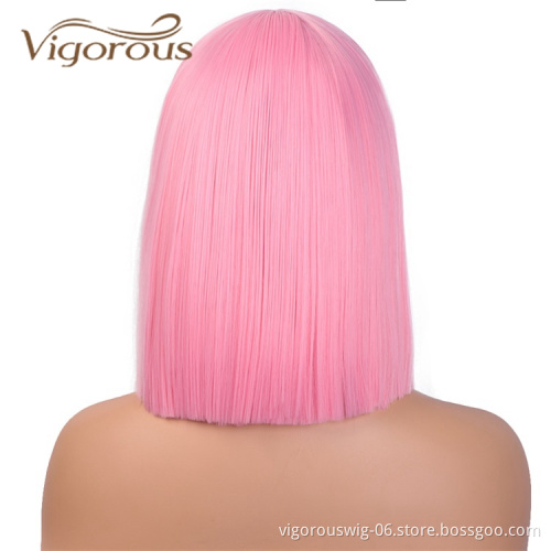 Cheapest High Quality Dropshipping Premium Colored Short Heat Resistant Fiber Natural Hairline Wholesale Synthetic Hair Wigs